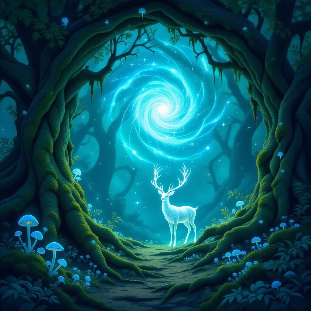 Starlight Vortex Opens Above Ancient Forest