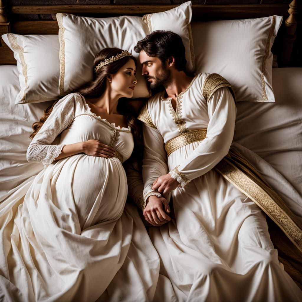 Medieval Couple Asleep: Pregnant Wife
