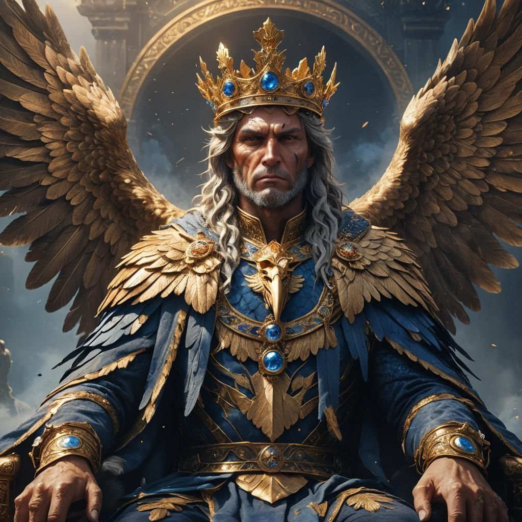 Majestic Angel Eagle King on Golden Throne