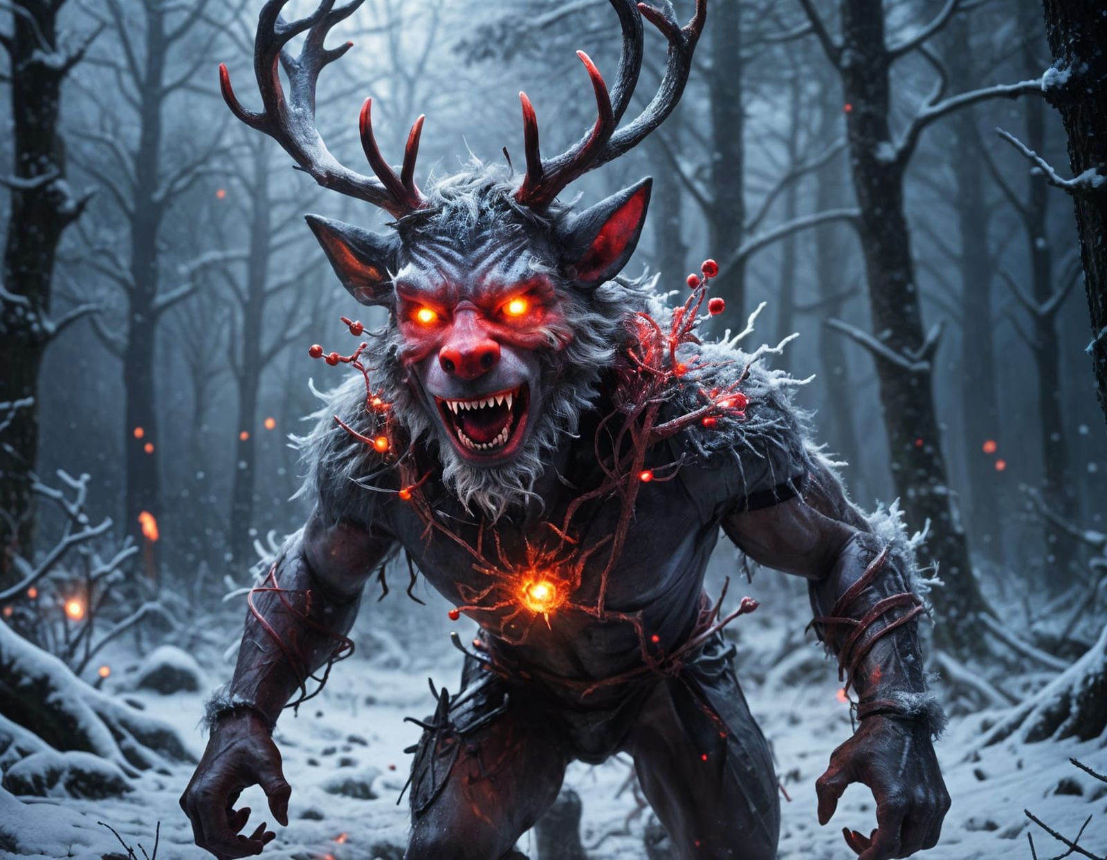 Cyberpunk Reindeer Supervillain Charging