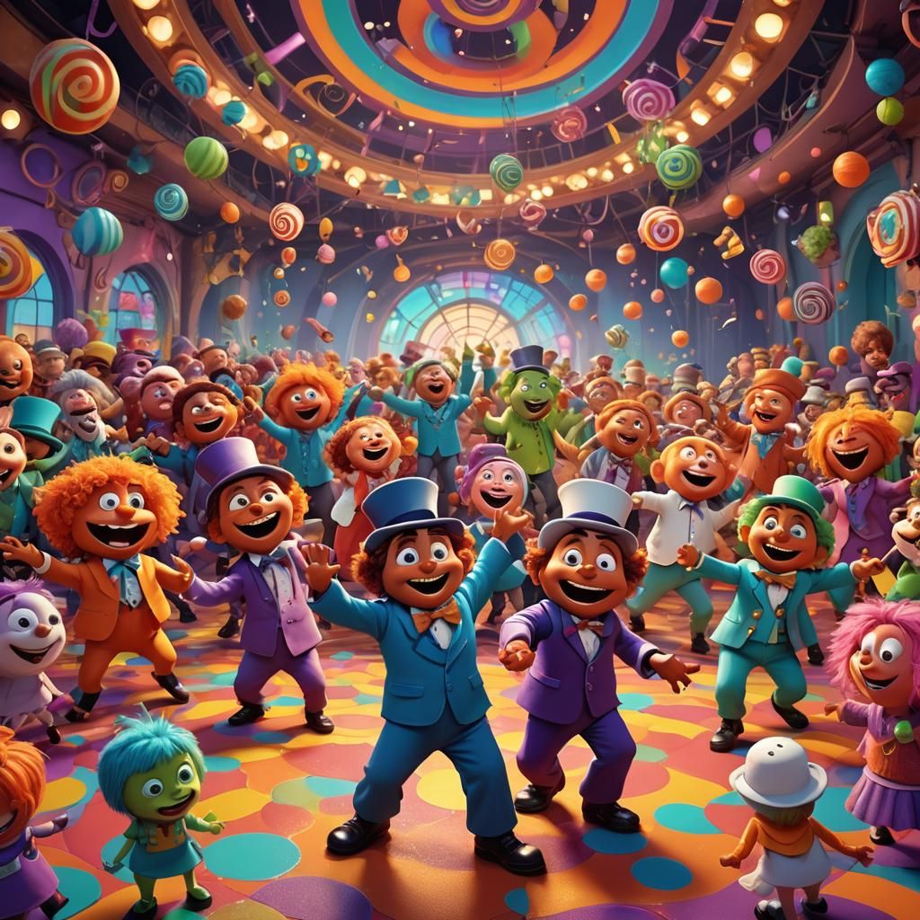 Munchkins and Oompa Loompas Dancing: 3D Concept Art