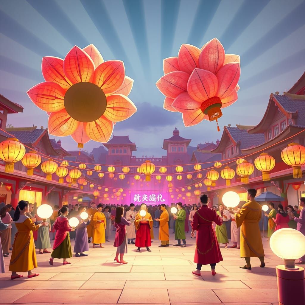 Lumina Bloom Festival: Giant Glowing Lanterns Illuminate Tow...