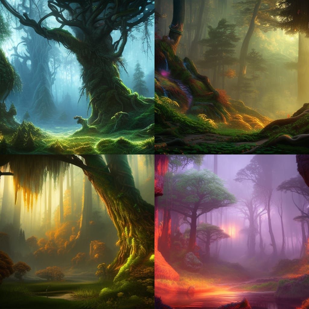 Detailed Fantasy Forest Concept Art in 8K