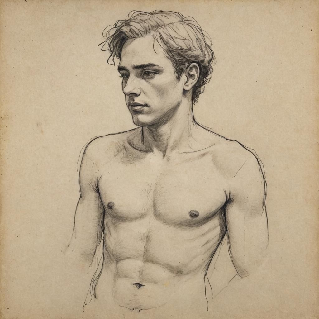 Young Man in Charcoal, Distorted Impasto Sketch