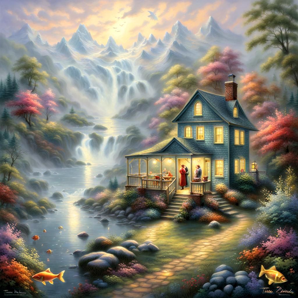 Ethereal Papa Fish in a Luminous Fantasy Landscape