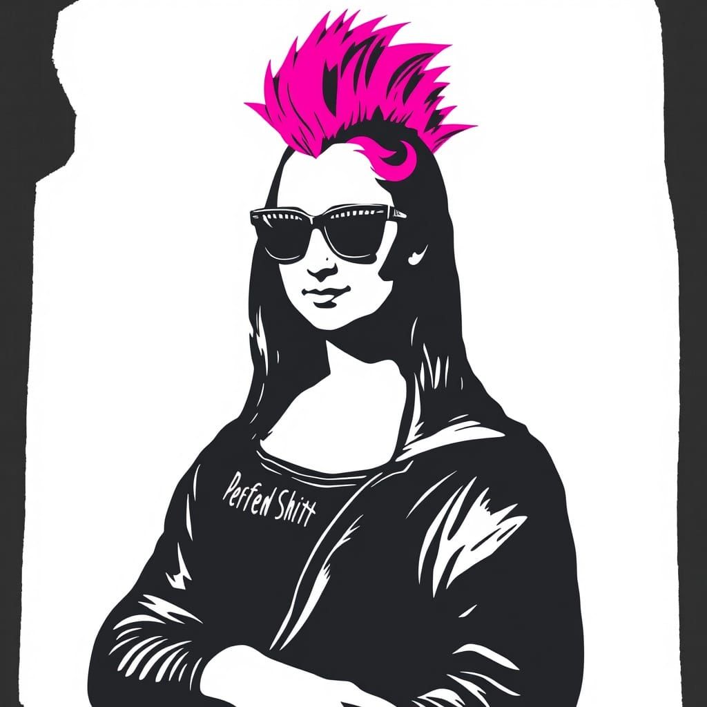 Mona Lisa Reimagined as a Punk Rock Icon