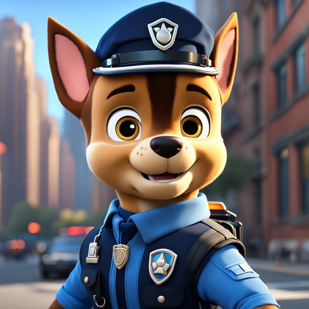 Chase from Paw Patrol: Realistic Police Portrait