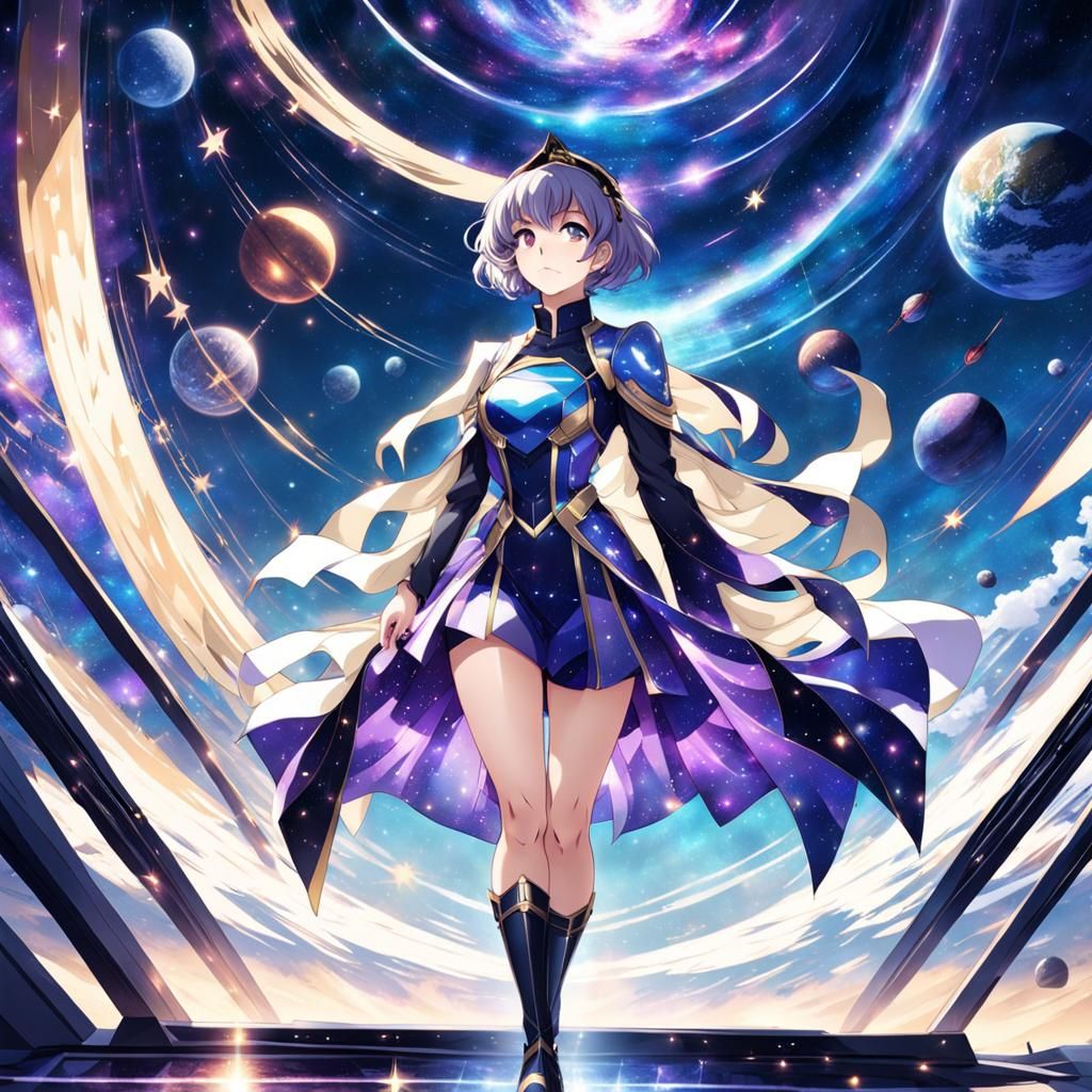 Anime Galaxy Empress Gazing at the Stars