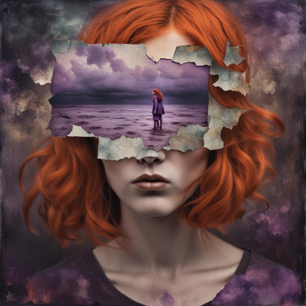 Surreal Double Exposure Portrait in Expressionist Style