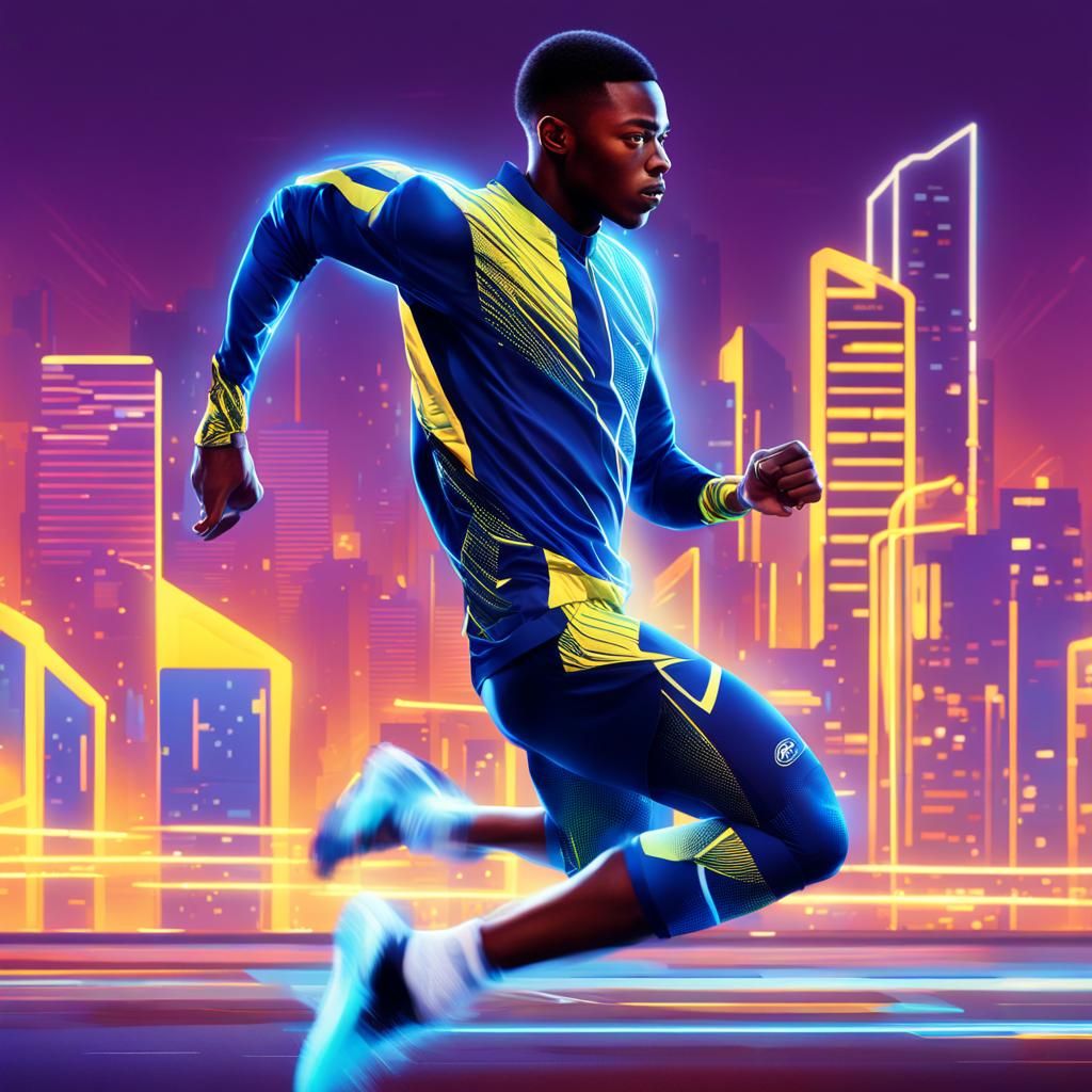 Hyper-Realistic Futuristic Athlete in Motion