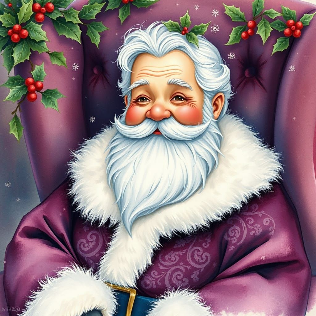 Magical Santa in Whimsical Watercolor Style