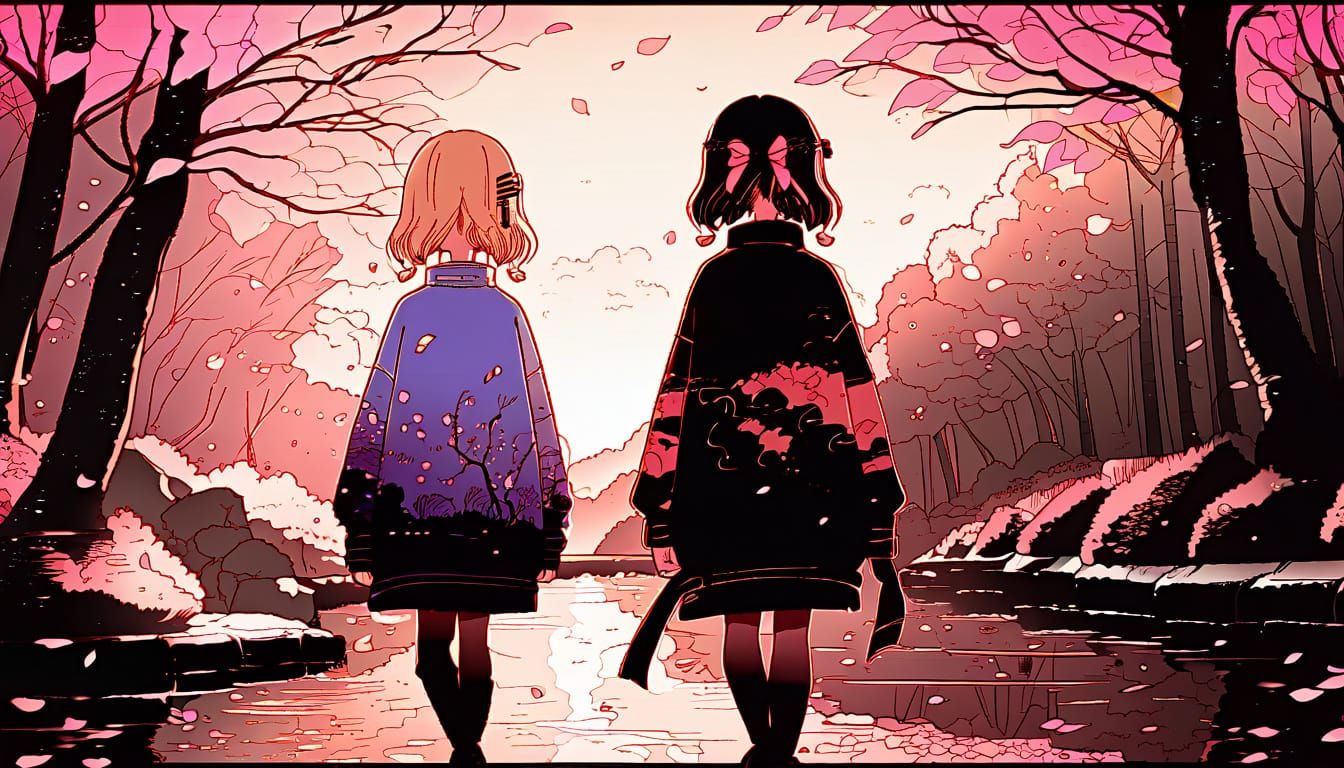 Anime Girls in Springtime Park