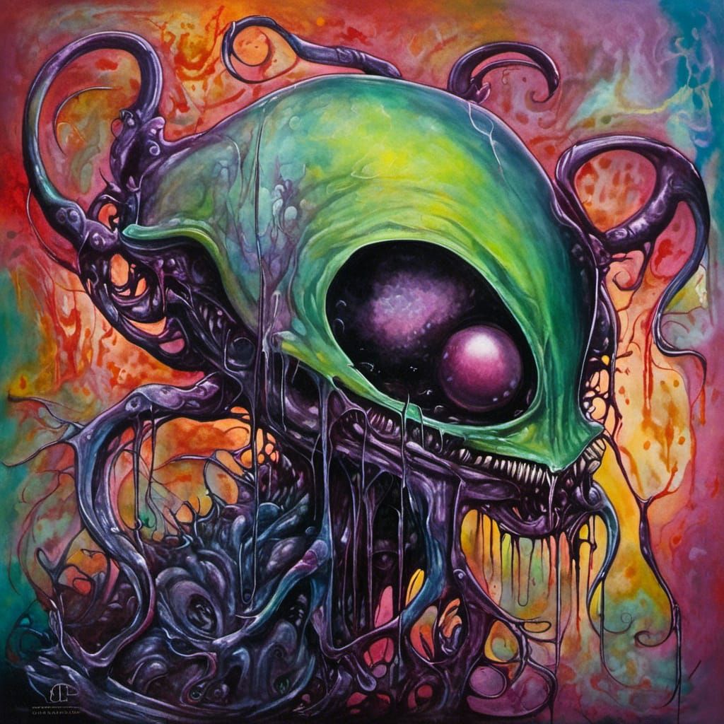 Polychromatic Space Graffiti Art with Melting Effects