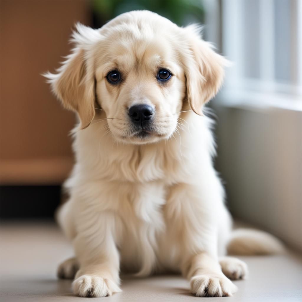 Cute English Cream Golden Retriever Portrait