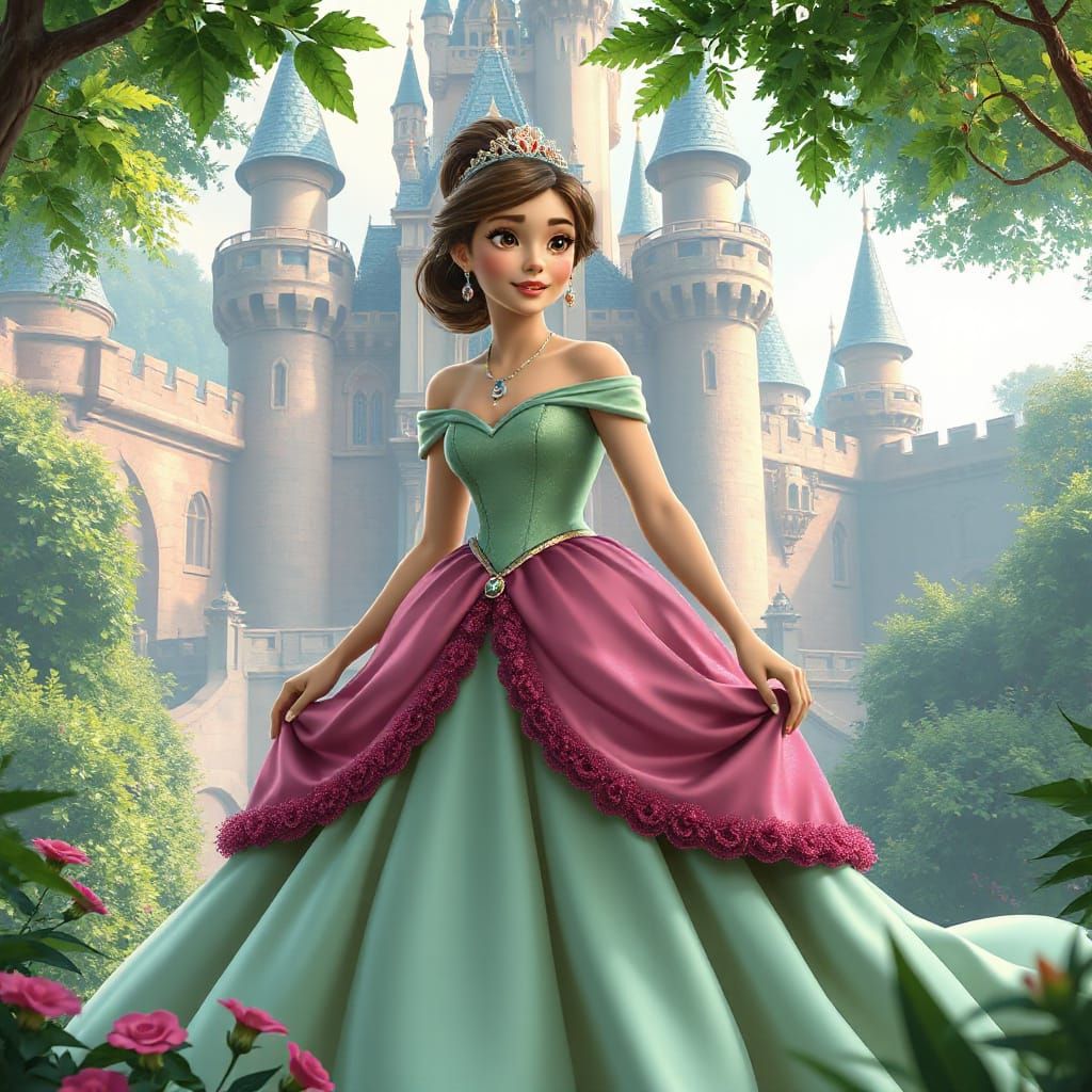 Disney Princess in Fairytale Castle, Pixar Style