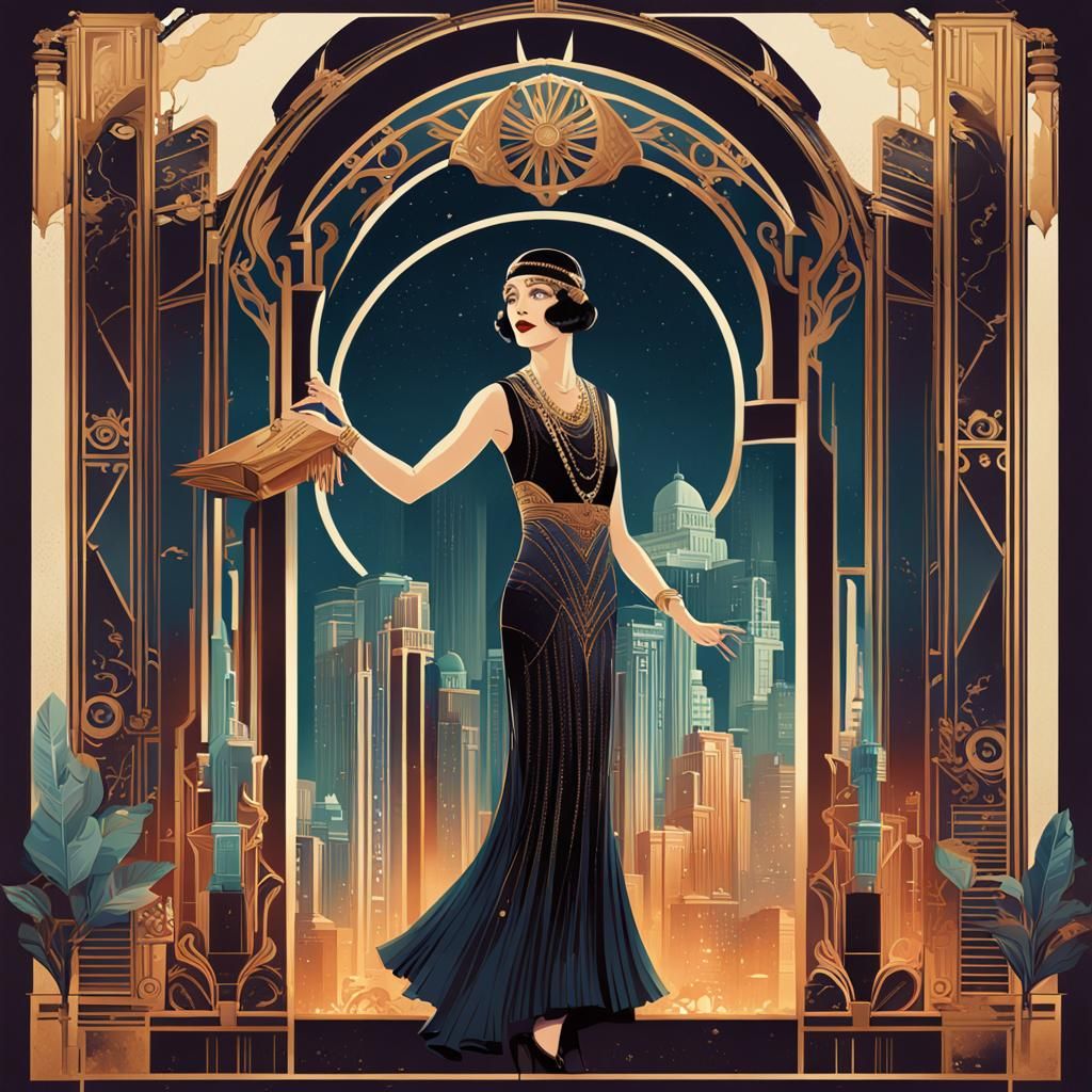 Art Deco Flapper Poster Illustration