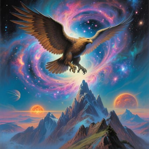 Colossal Griffin Soars Through Cosmic Vortex