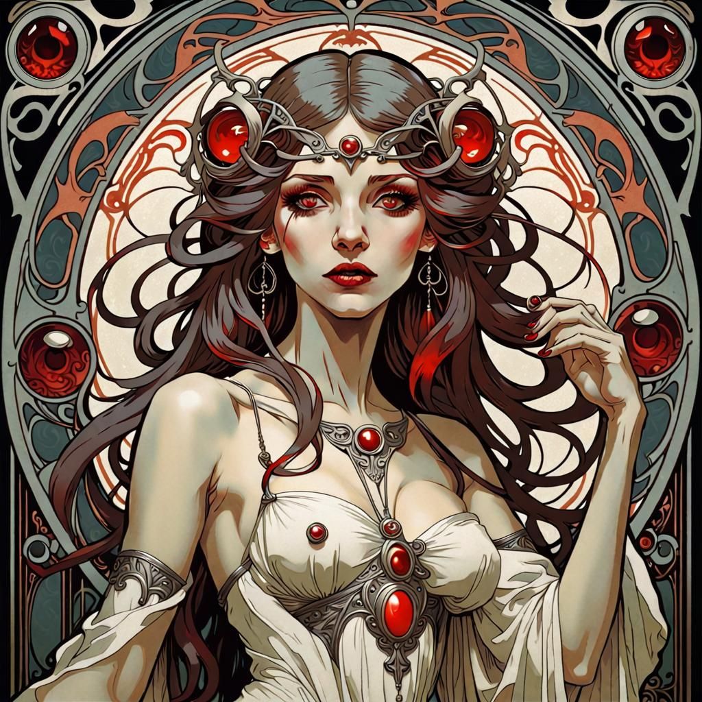 Vampire Maiden in Art Nouveau Style