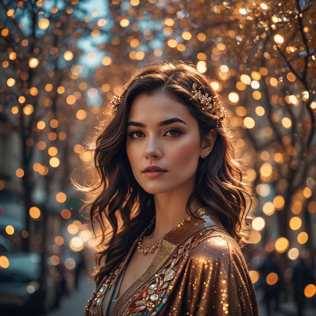 Woman and Cat on Balcony in Art Deco Style