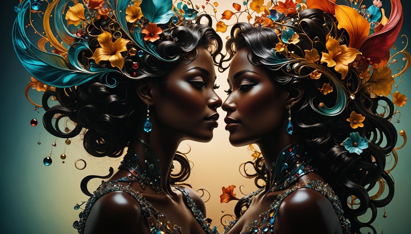 Art Nouveau Silhouette Photograph with Volumetric Lighting