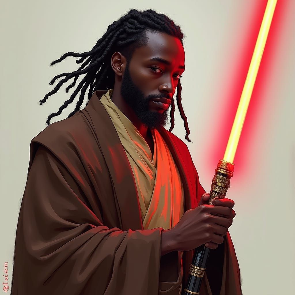 Epic Star Wars Jedi in Vibrant Gold and Red