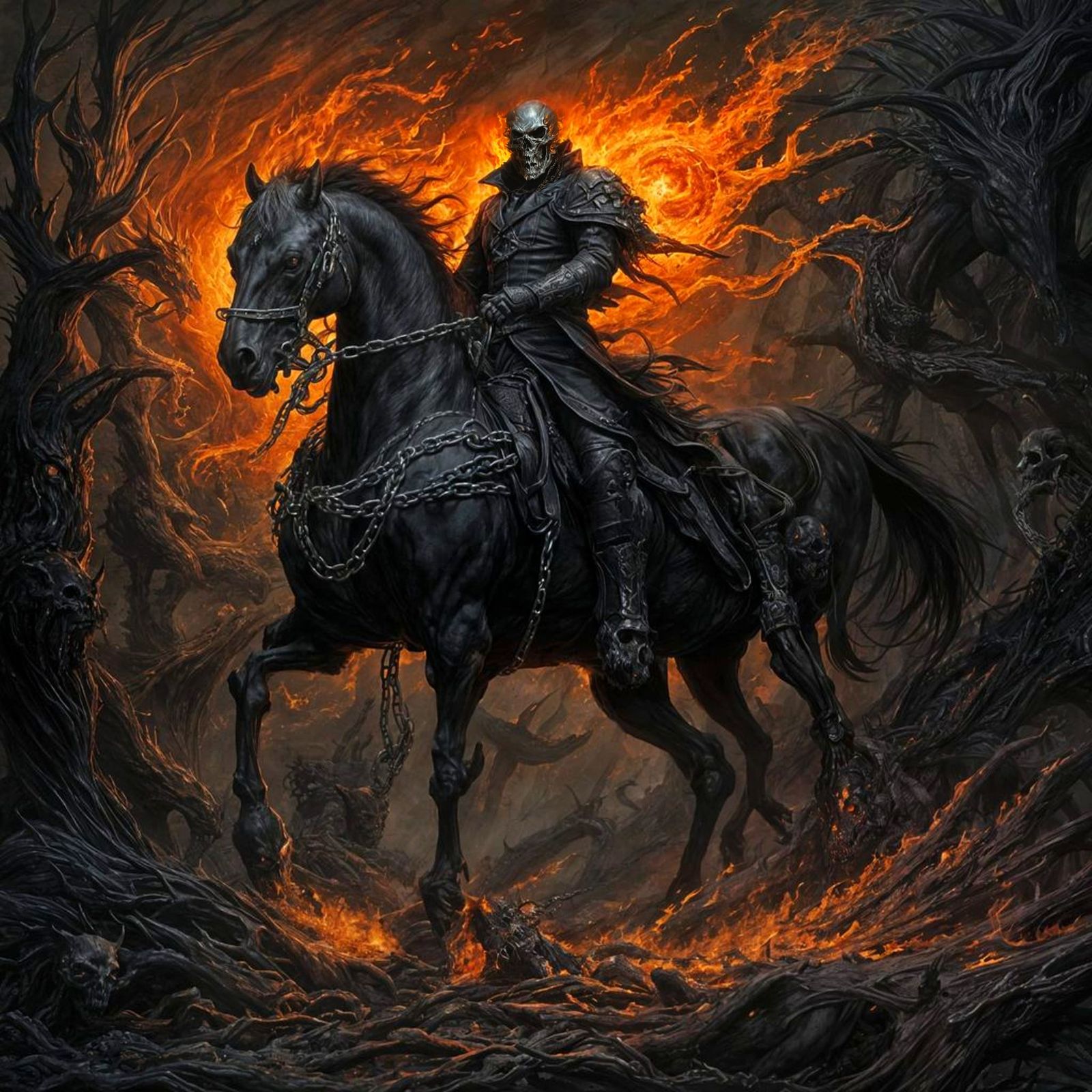 Ghost Rider Rides Flaming Horse into Battle