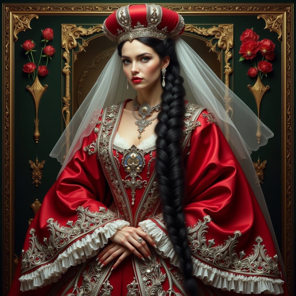 Tsarina as Queen of Hearts in Opulent Style