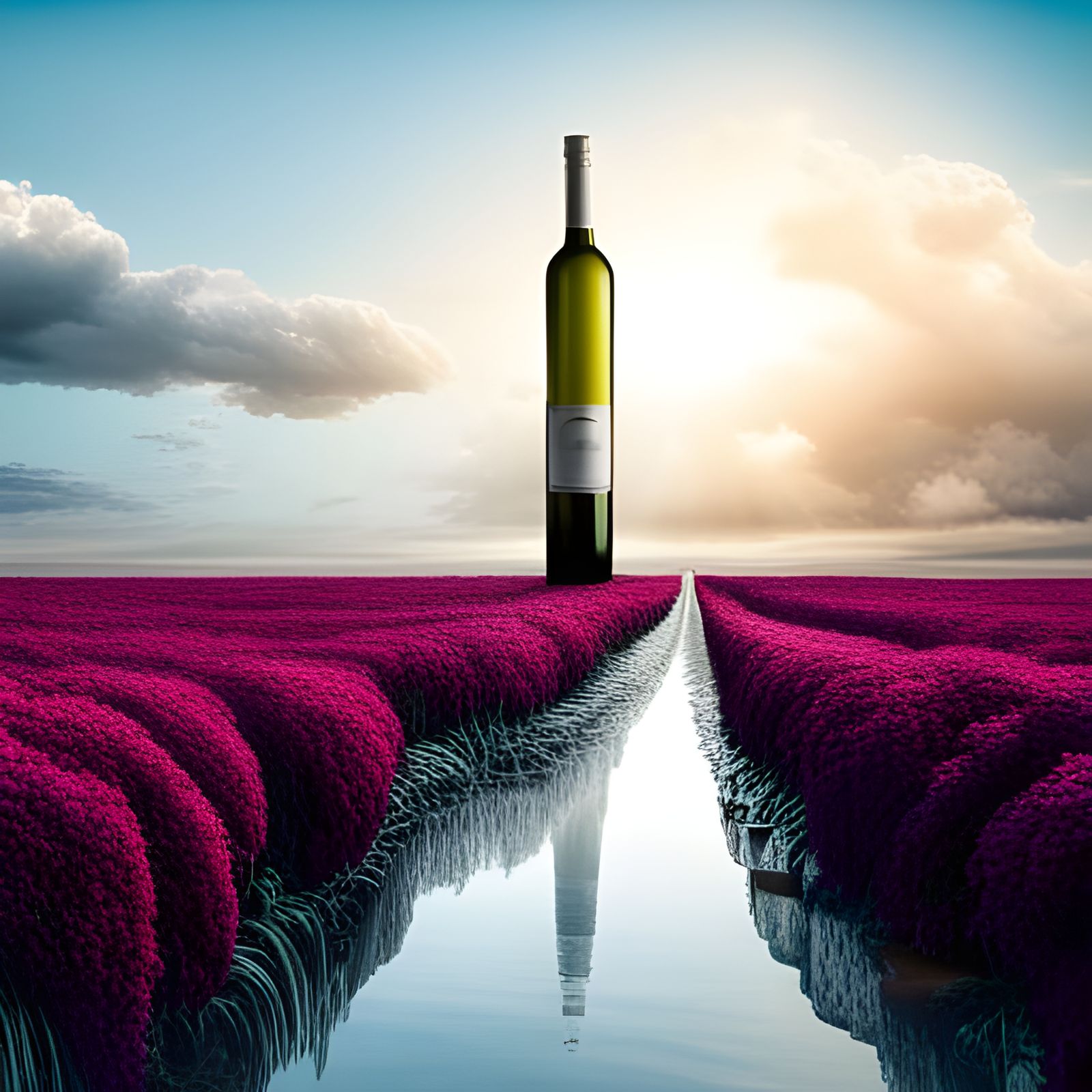Surreal Wine Foodscape in Vivid Colors