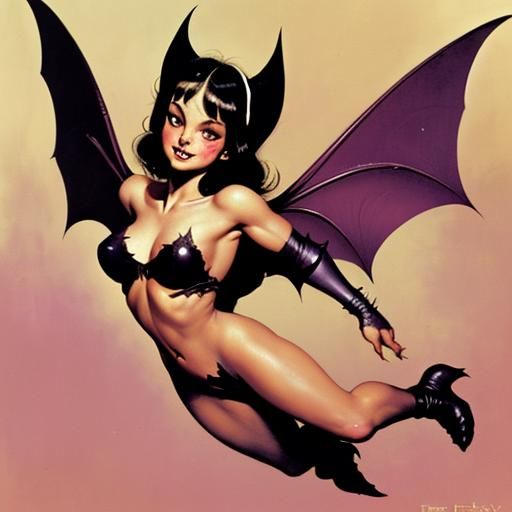 Fairy Bat Girl in Fantasy Art Style
