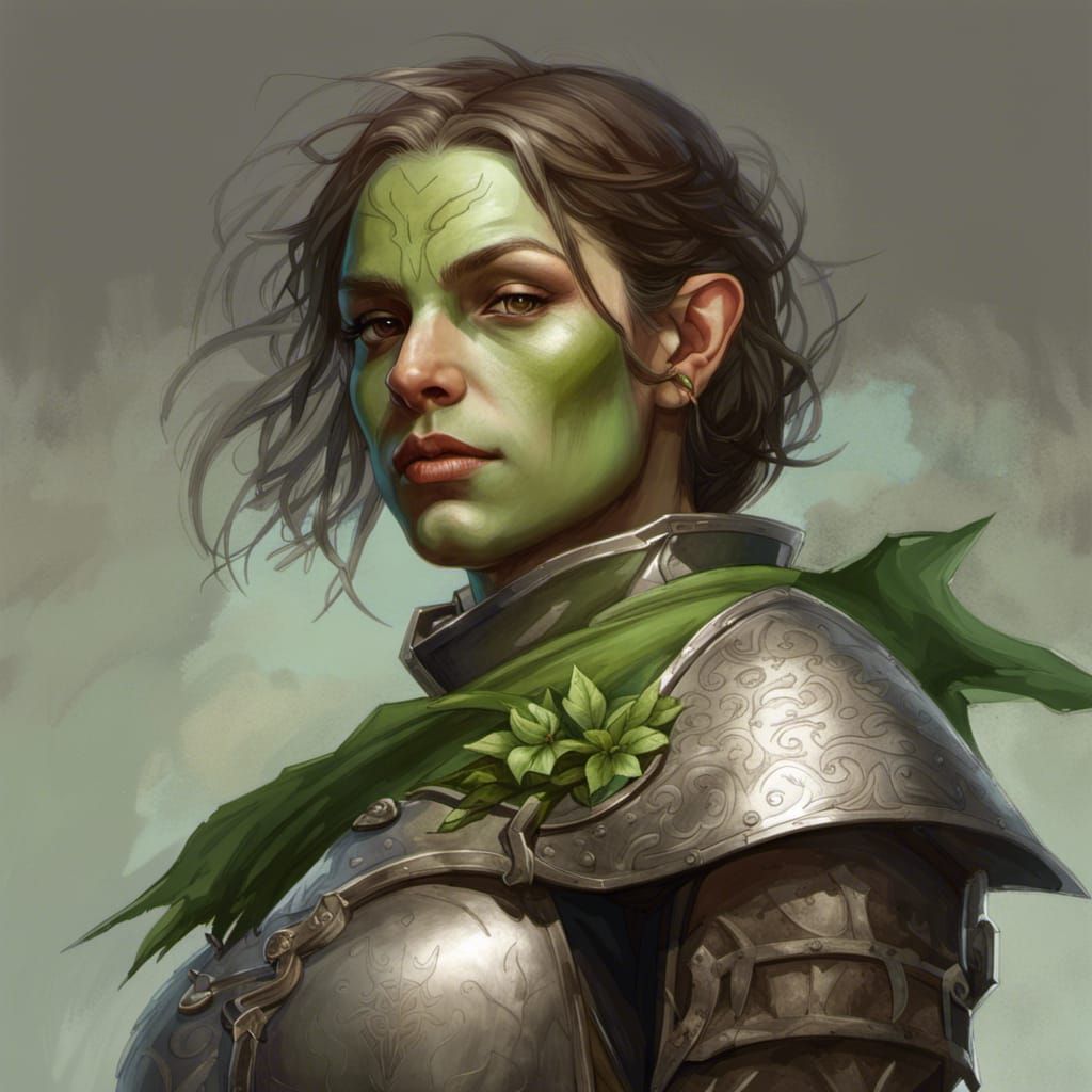 Orcish Joan of Arc Leading Army: Detailed Fantasy Art