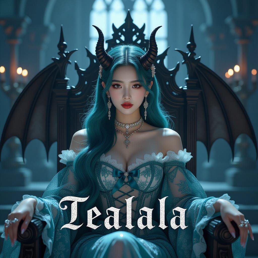 K-Pop Idol Book Cover in Gothic Gown with Demon Wings