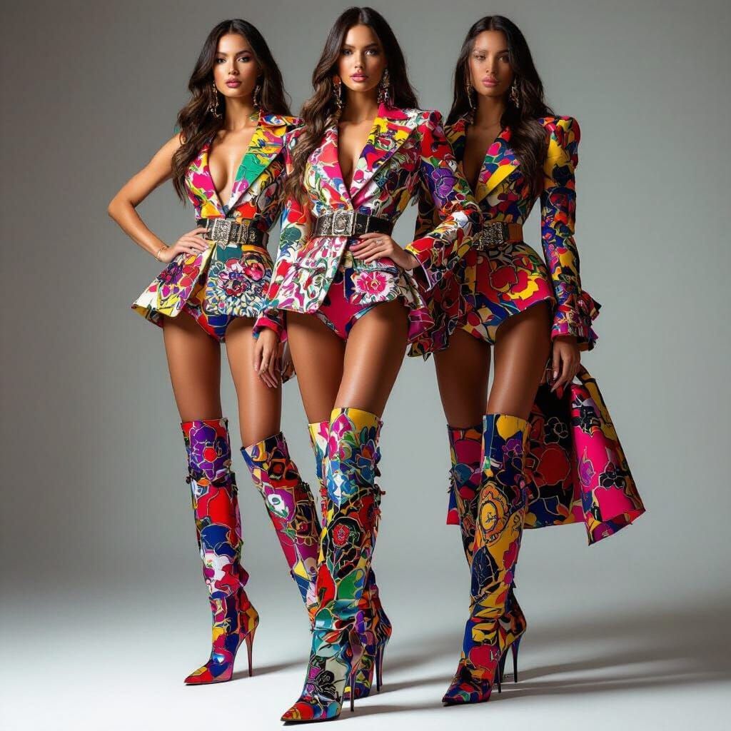 Vibrant Thigh Boots Fashion Photography