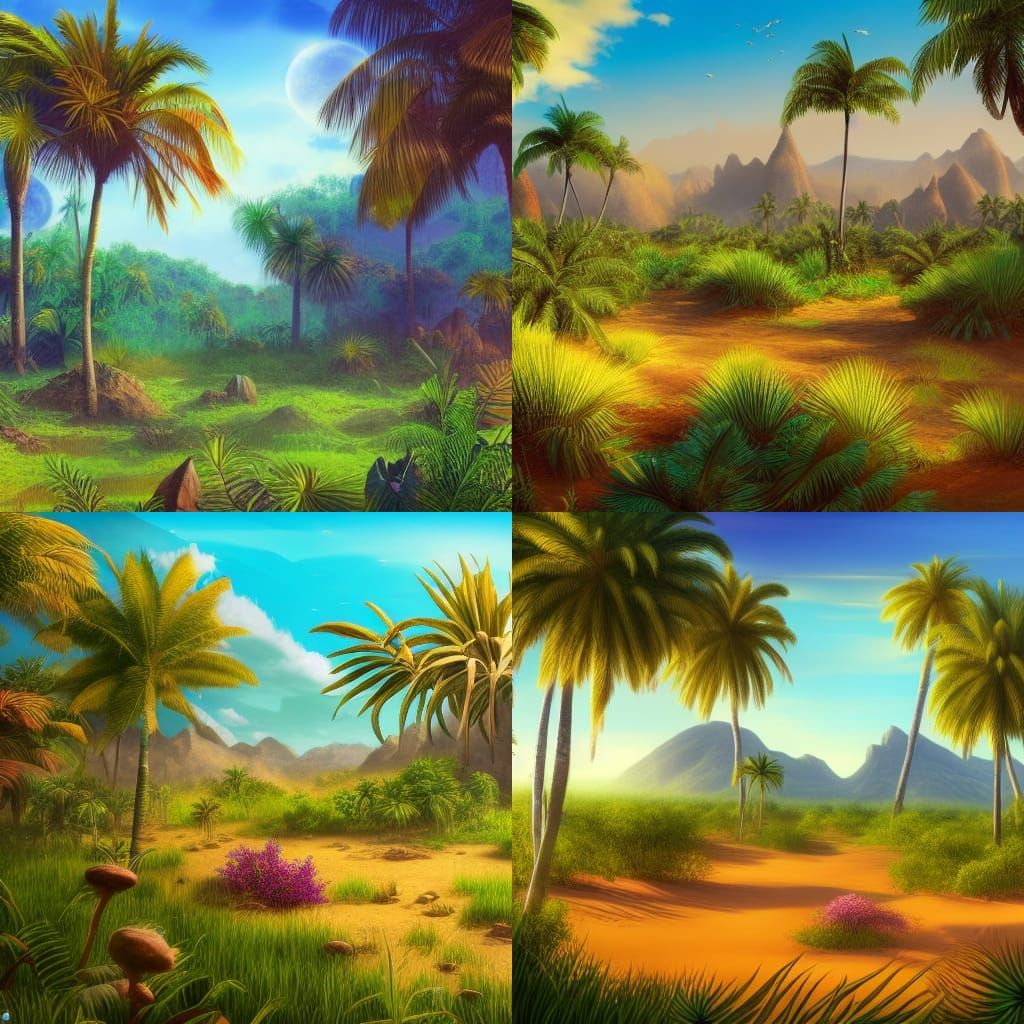 Tropical Sahel Meadow: Exotic Vegetation in Matte Painting