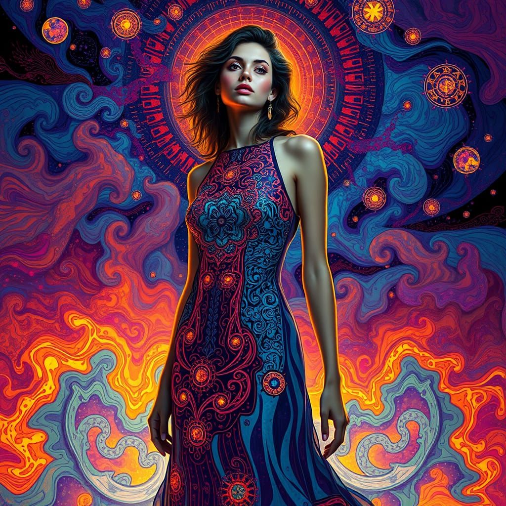 Cosmic Dress with Grabovoi Code Patterns