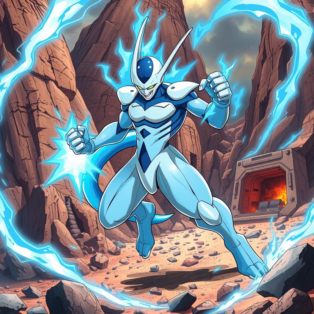 Manga-Inspired Hyperrealistic Fusion of Mewtwo and Frieza