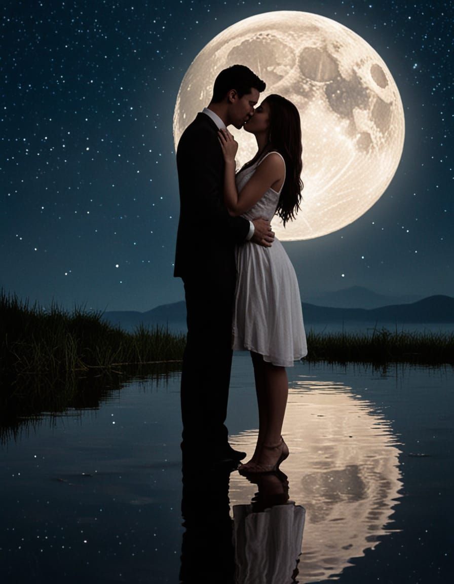 Surreal Night Kiss: An AI-Generated Dream