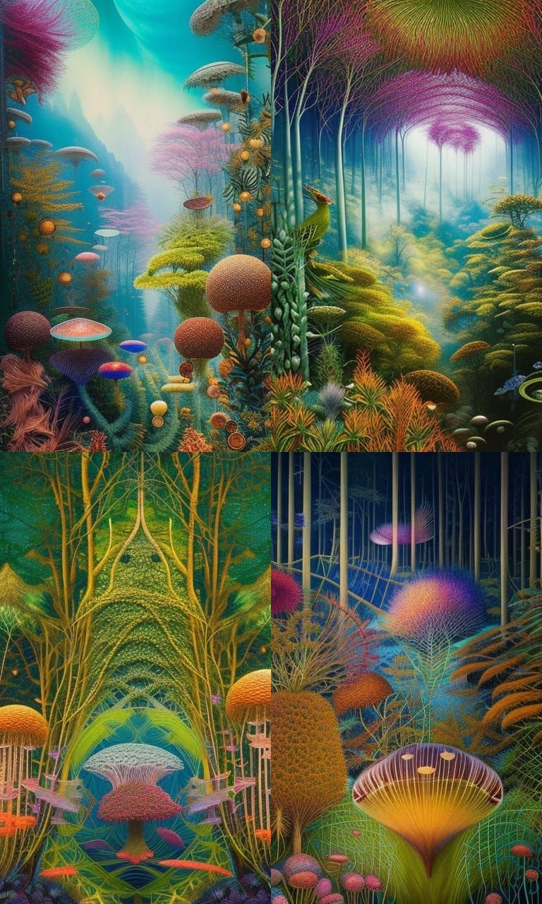 Female in Mycelium Network with Forest Exposure