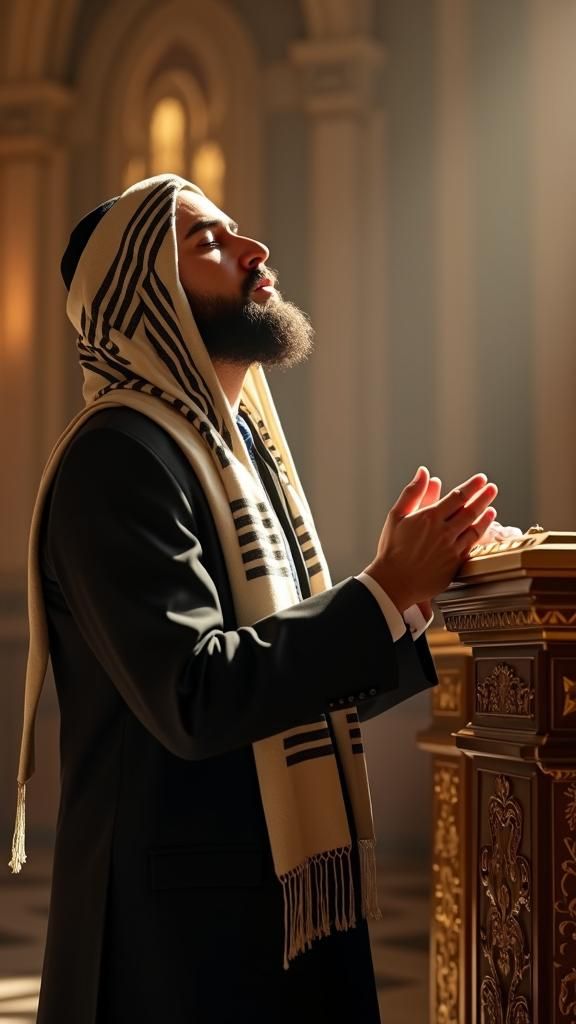 Hasidic Jew Praying in Golden Prayer Hall