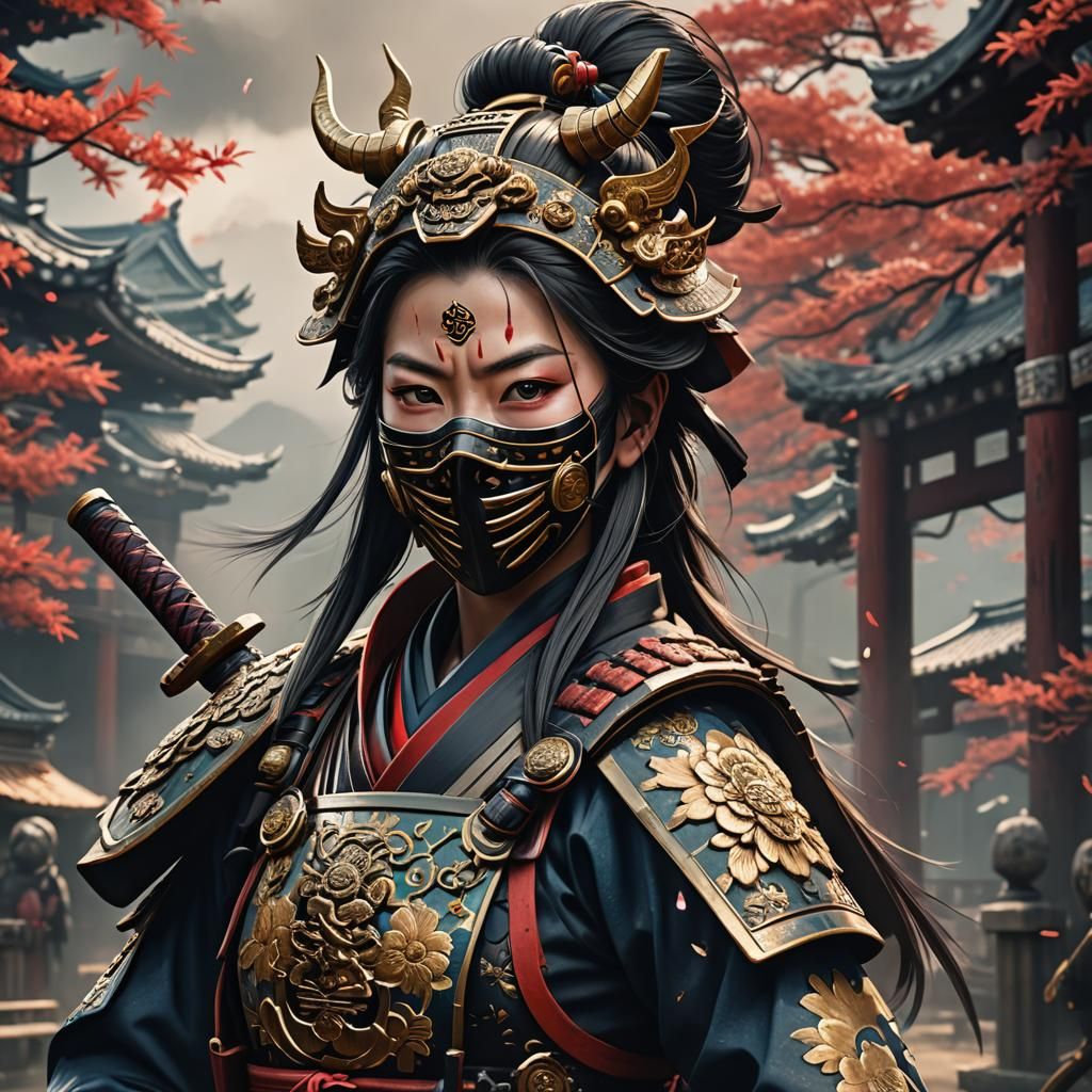 Female Samurai Shogun in Detailed Matte Painting