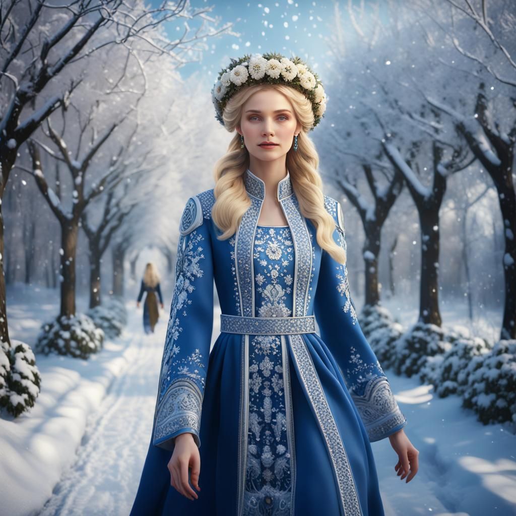 Russian Model in Snowy Moscow Wonderland