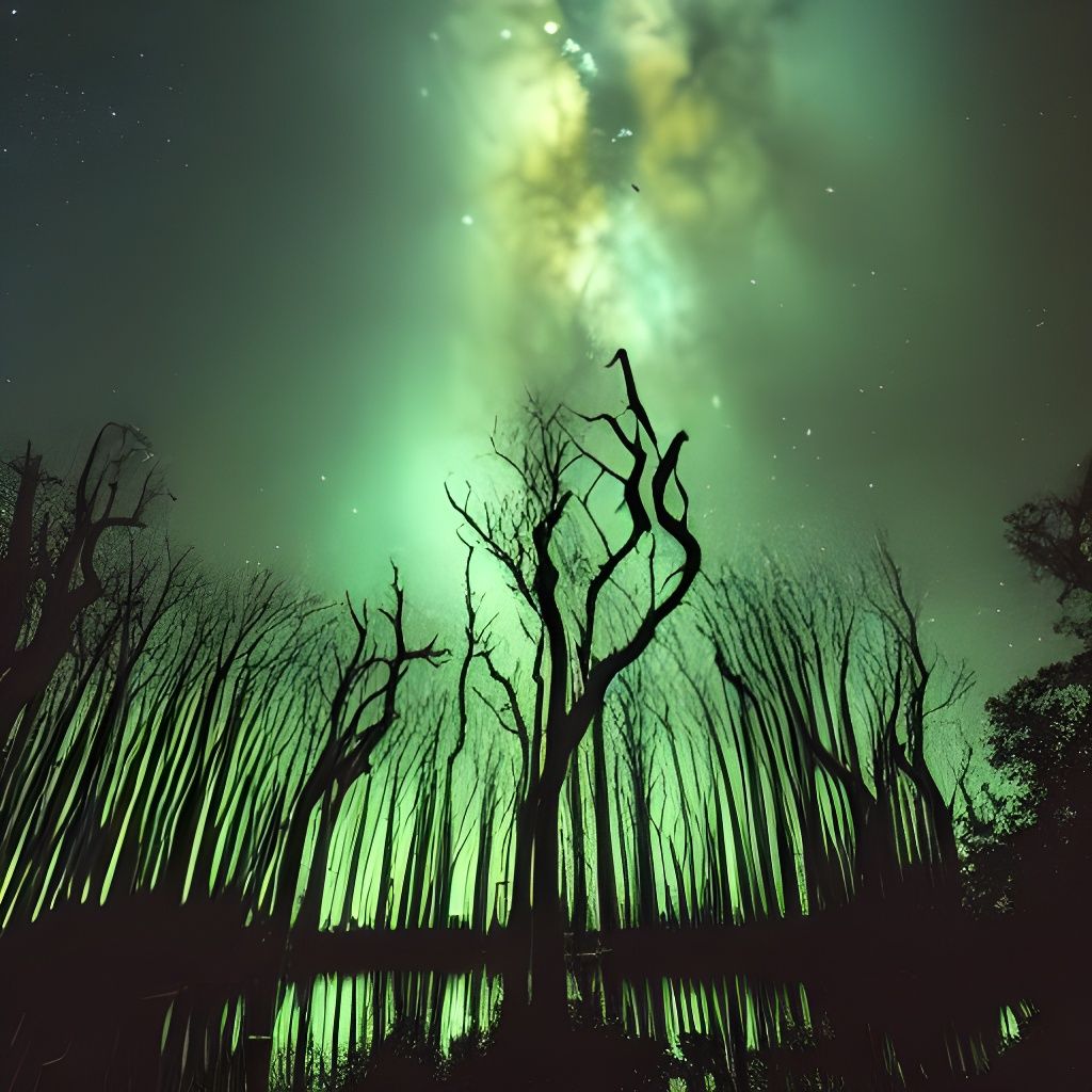 Haunted Mangrove Forest Under the Milky Way