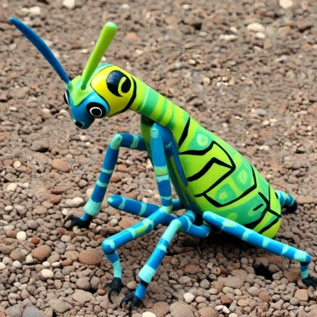 Praying Mantis in Dubuffet Dolls Style