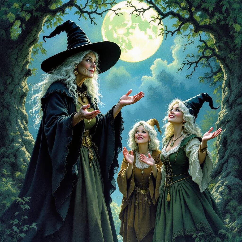 Lancre Coven Gathering in Magical Moonlight