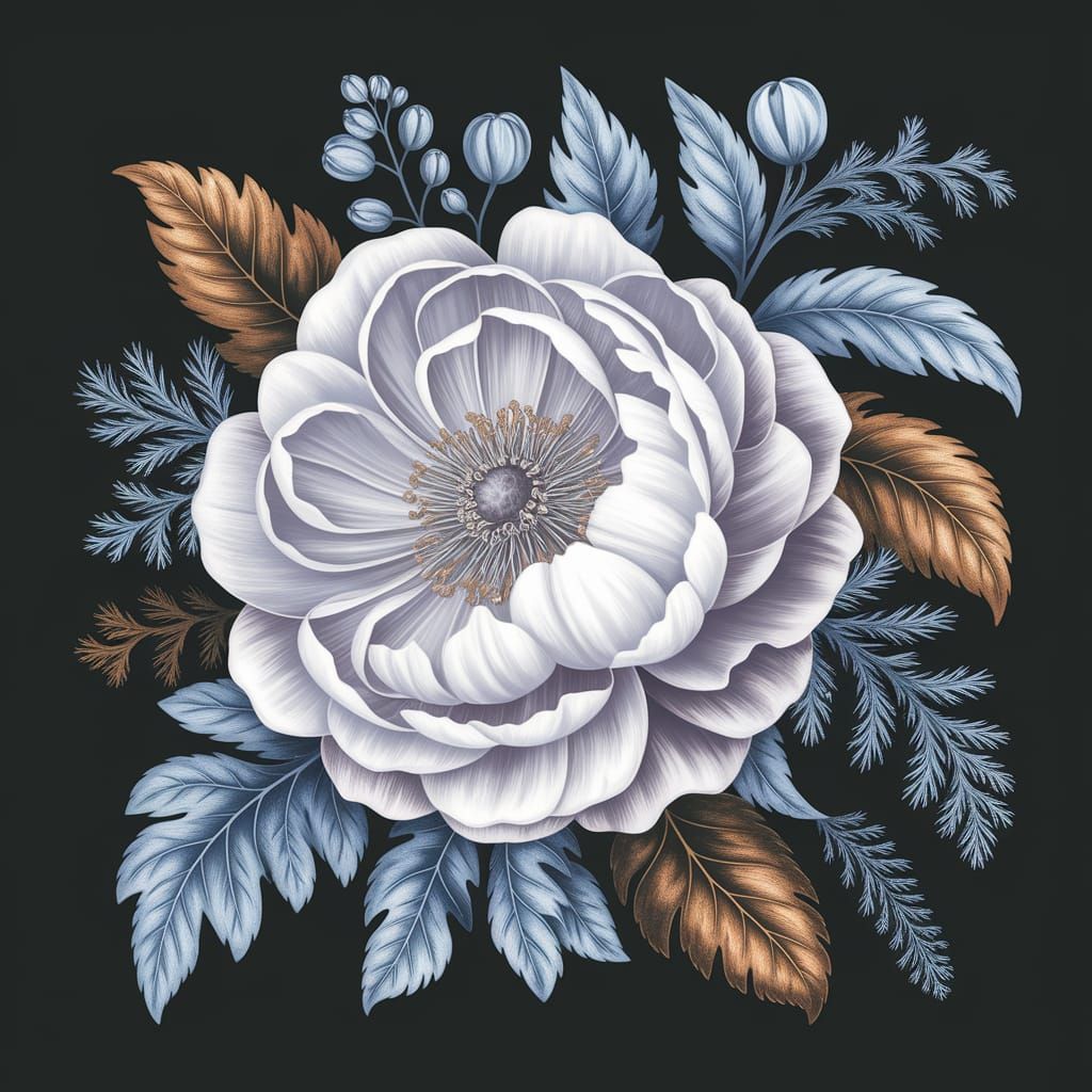 Floral White Old-Fashioned Abstract Photoillustration