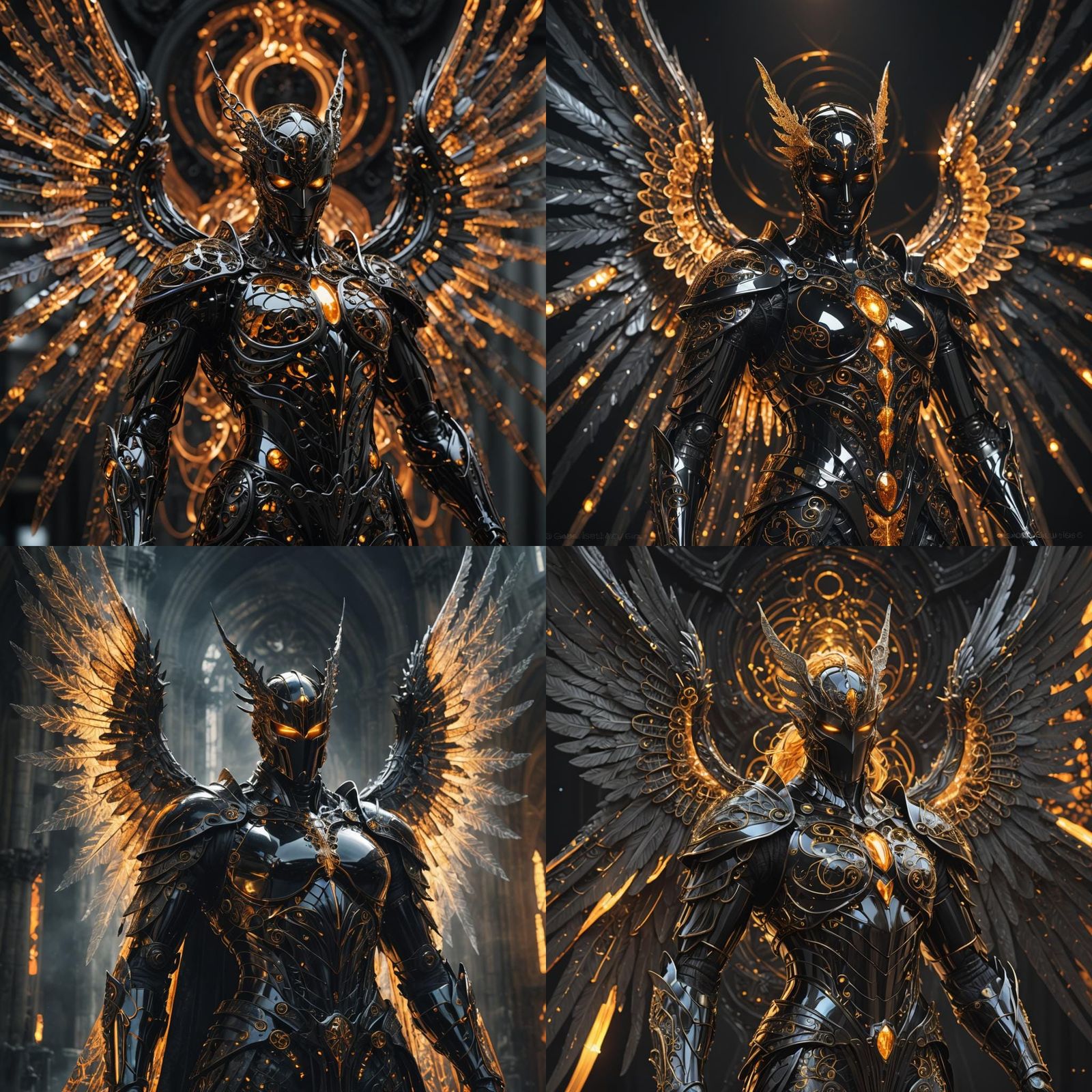 Digital Angel in Cyberpunk Glass Armor