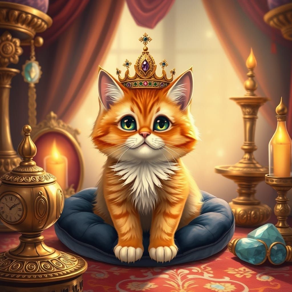 Regal Feline in Vintage Palace Opulence