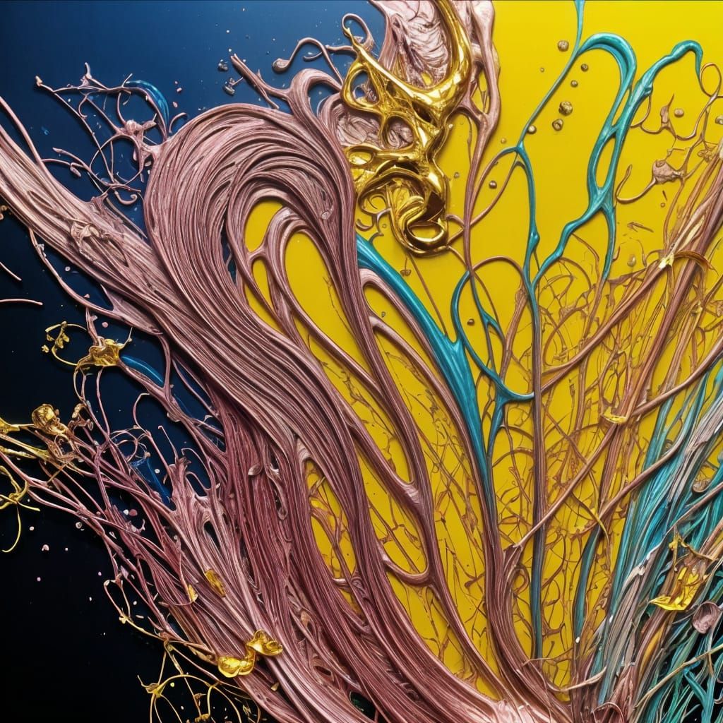 Detailed Floral Diagram in Maximalist 3D Style