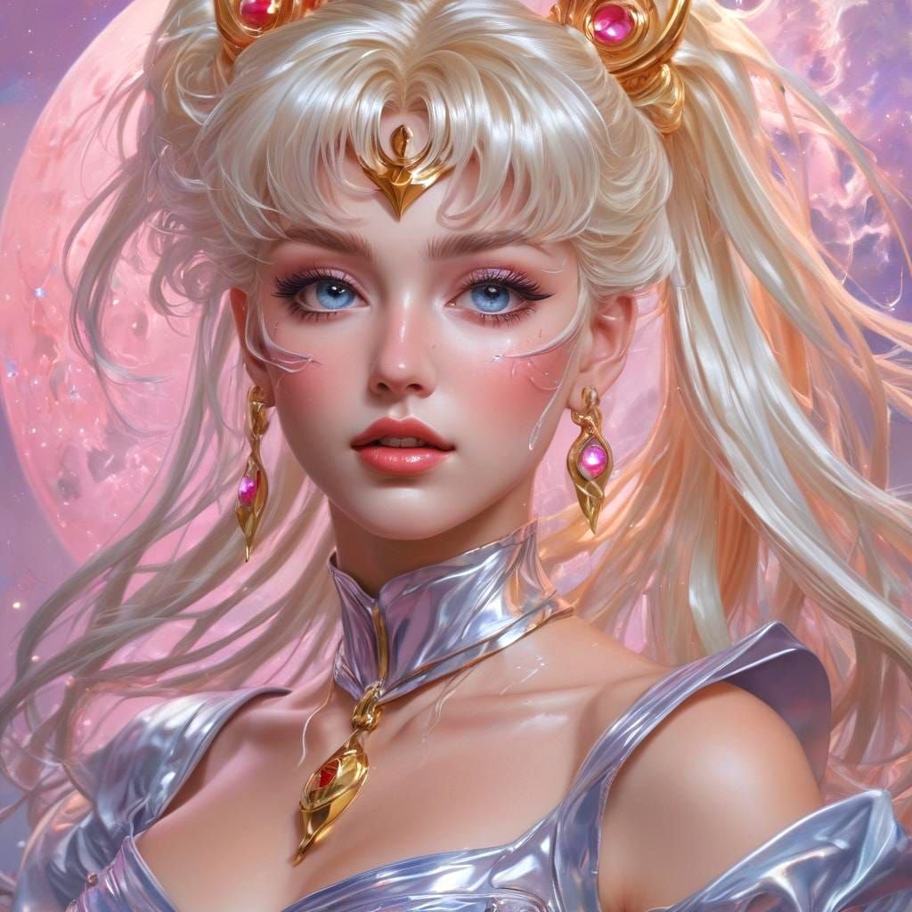 Iridescent Sailor Moon Oil Painting