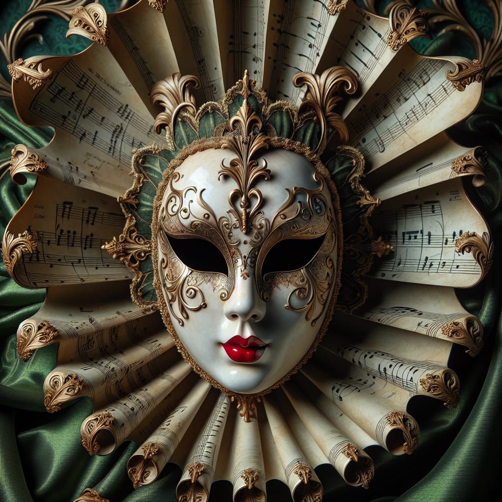 Elegant Venetian Mask in Opulent Art Nouveau Style