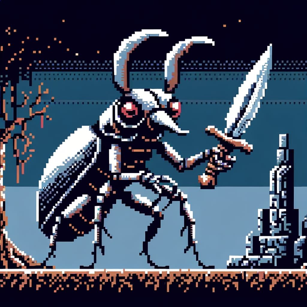 Pixel Art Beetle Warrior with Dagger